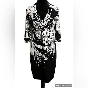 Donna Ricco black and white patterned twist-knit front sz 6